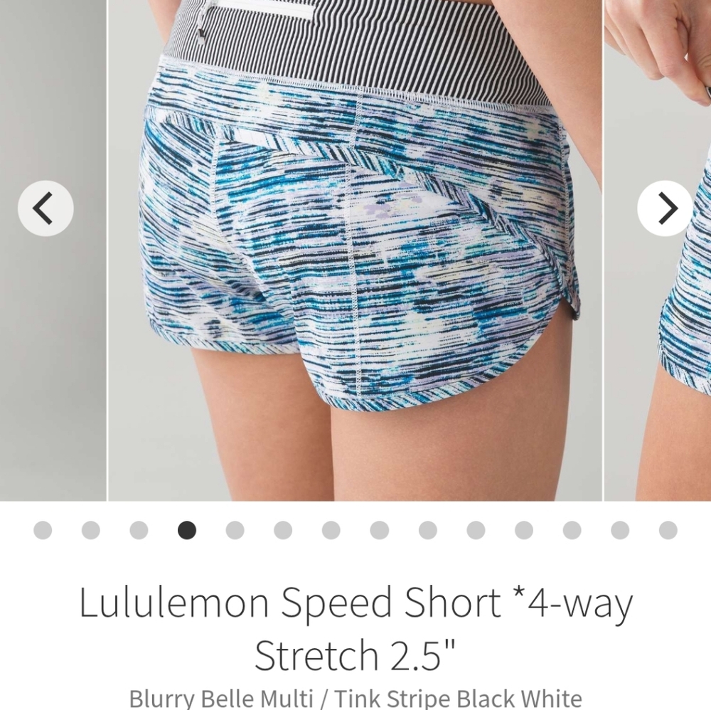 Lululemon Speed Short *4-way Stretch 2.5"Blurry Belle Multi / Tink Stripe Black - Picture 3 of 7